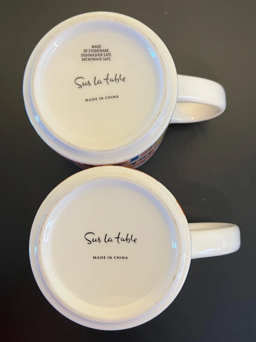2 Sur La Table Mugs ~ Arc de Triomphe ~ Paris, France & Colosseum ~ Rome, Italy